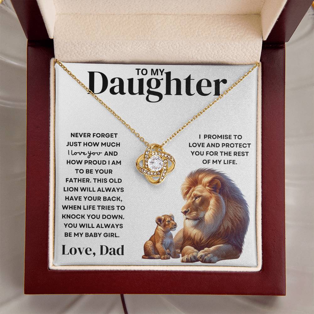 To My Daughter Love Dad - Old Lion Love Knot Necklace