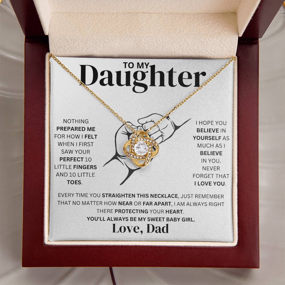 To My Daughter Love Dad Fist Bump- Love Knot Necklace