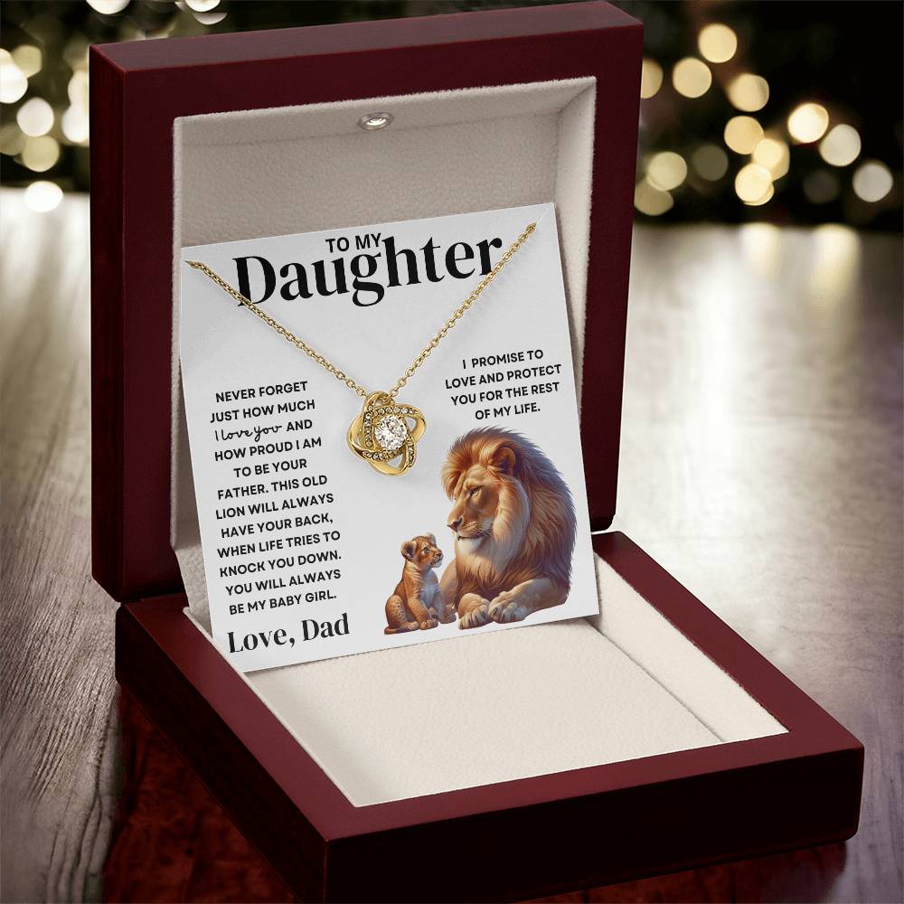 To My Daughter Love Dad - Old Lion Love Knot Necklace