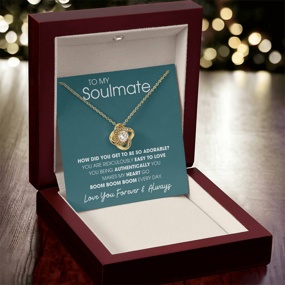 To My Soulmate Heart Goes Boom Boom Boom - Love Knot Necklace