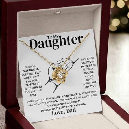 To My Daughter Love Dad Fist Bump- Love Knot Necklace