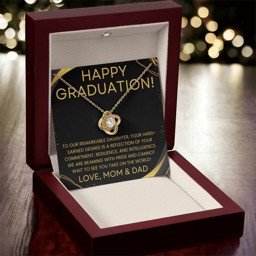 Happy Graduation from Proud Parents - Love Knot Necklace special grad gift for daughter 