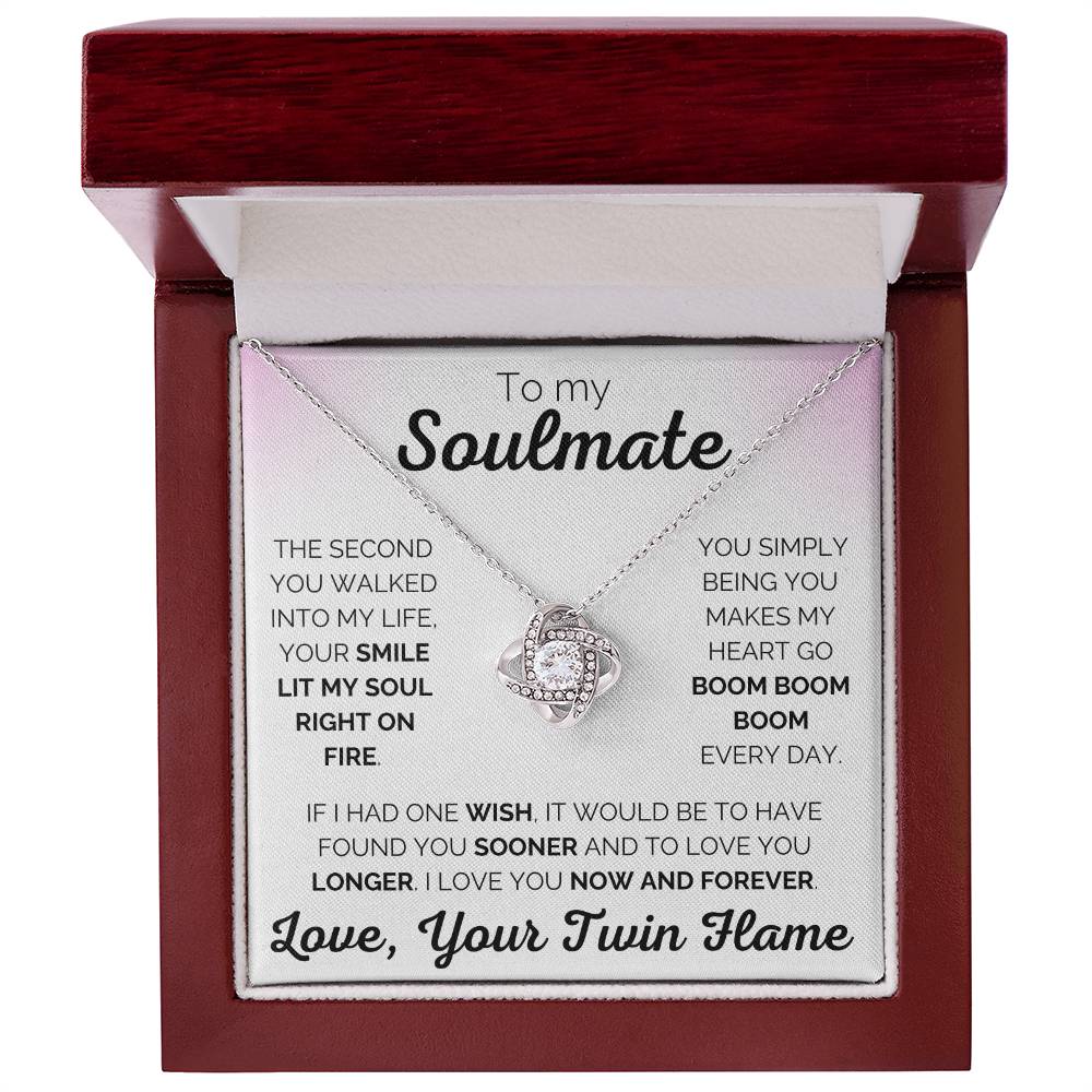 Twin Flame Soulmate Blush Love You Now and Forever - Love Knot Necklace