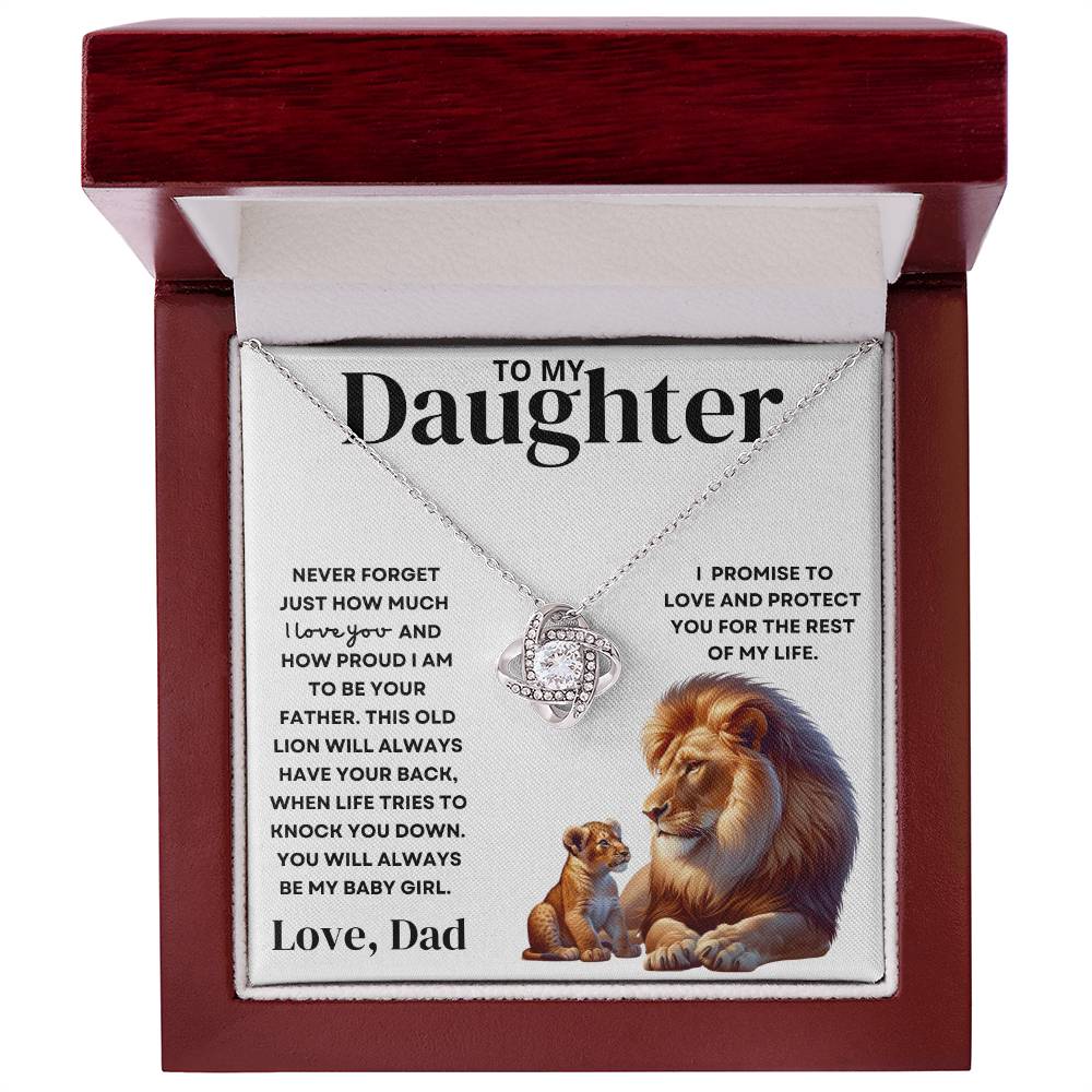 To My Daughter Love Dad - Old Lion Love Knot Necklace