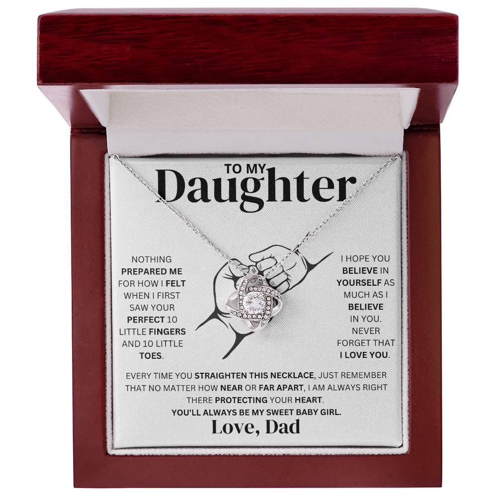 To My Daughter Love Dad Fist Bump- Love Knot Necklace