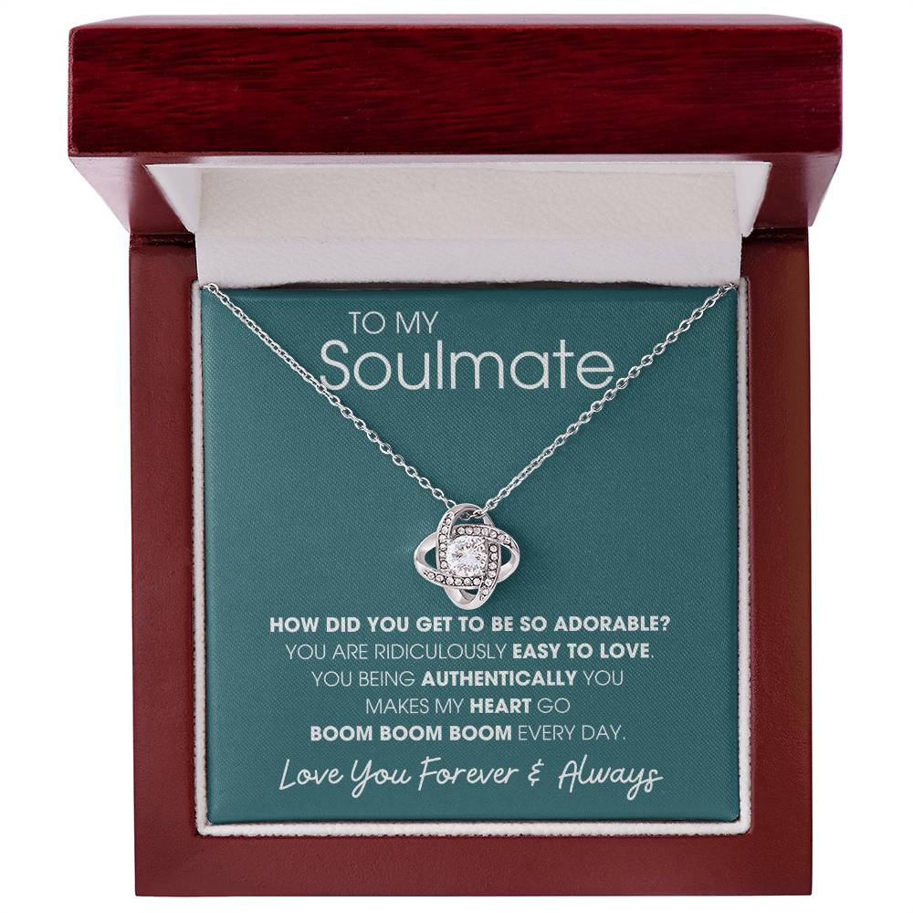 To My Soulmate Heart Goes Boom Boom Boom - Love Knot Necklace