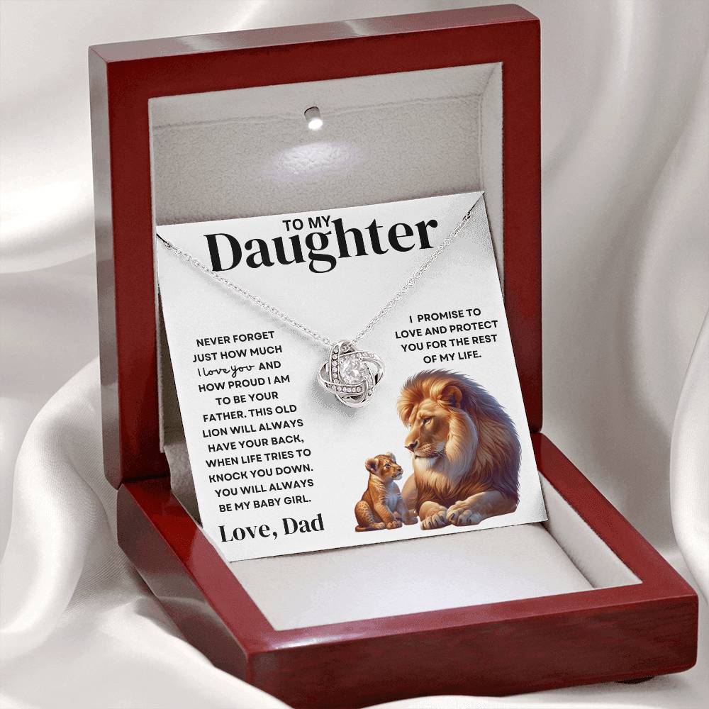 To My Daughter Love Dad - Old Lion Love Knot Necklace