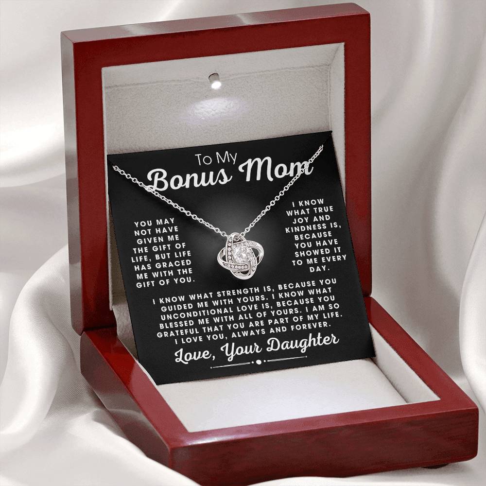 To My Bonus Mom Love Daughter - Love Knot Necklace