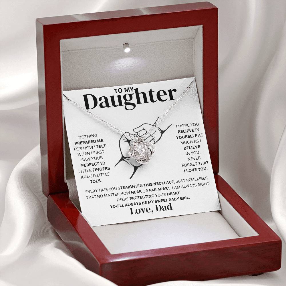 To My Daughter Love Dad Fist Bump- Love Knot Necklace