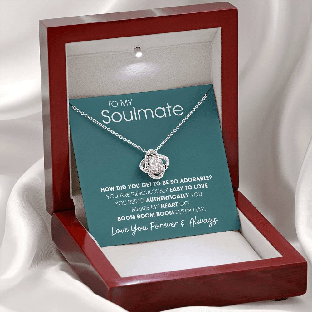 To My Soulmate Heart Goes Boom Boom Boom - Love Knot Necklace