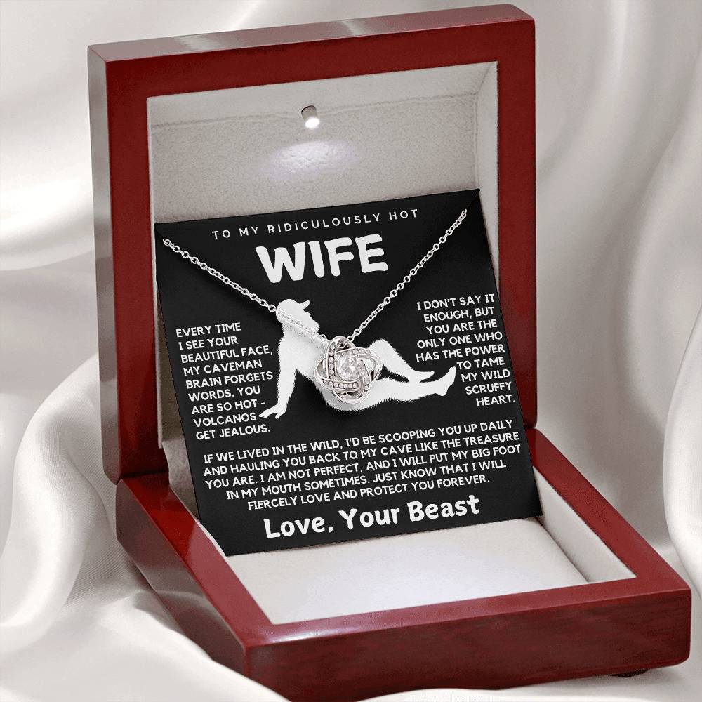 To My Ridiculously Hot Wife Love Your Beast Funny Love Knot Necklace from Husband