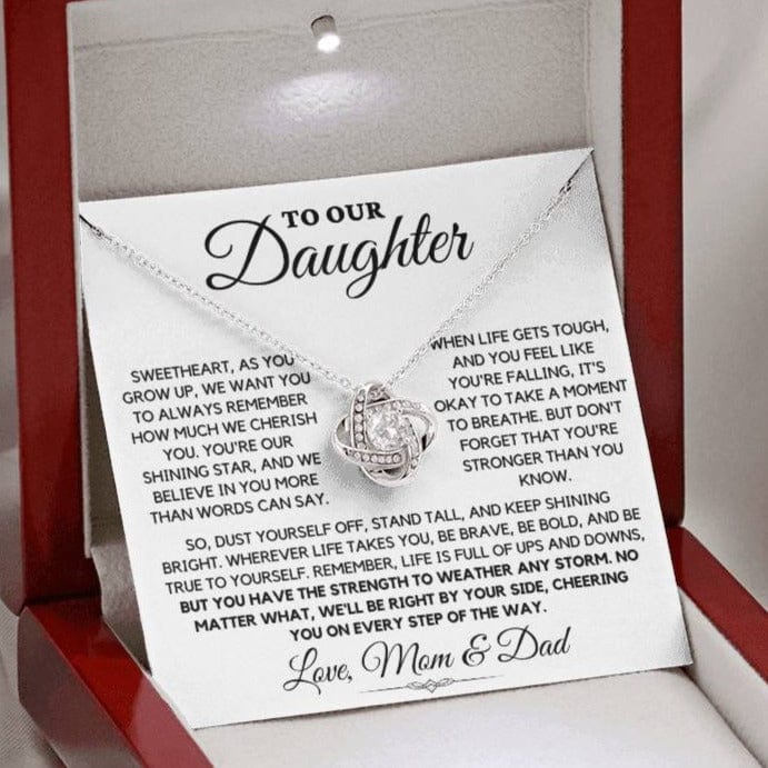 To Our Daughter Love Mom & Dad - Weather the Storm Love Knot Necklace