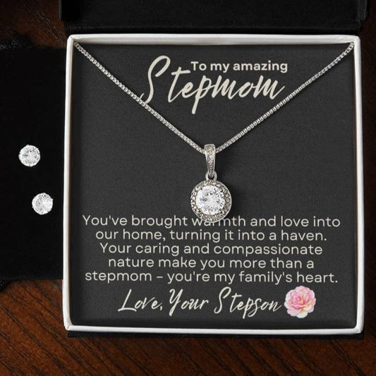 Mother's Day Gift to Stepmom from Stepson - Eternal Hope Necklace and Earring Set