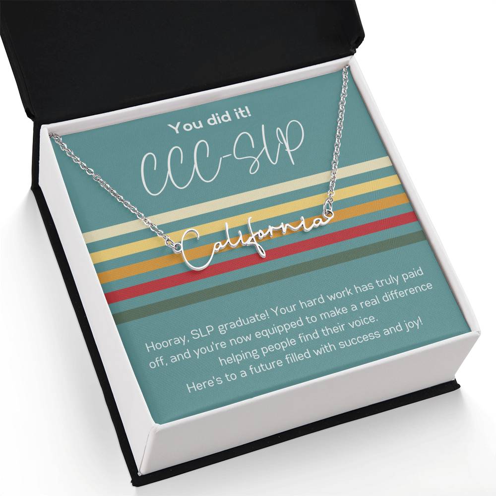 Custom Name Necklace Graduation Gift for SLP Speech-Language Pathology Graduate Student