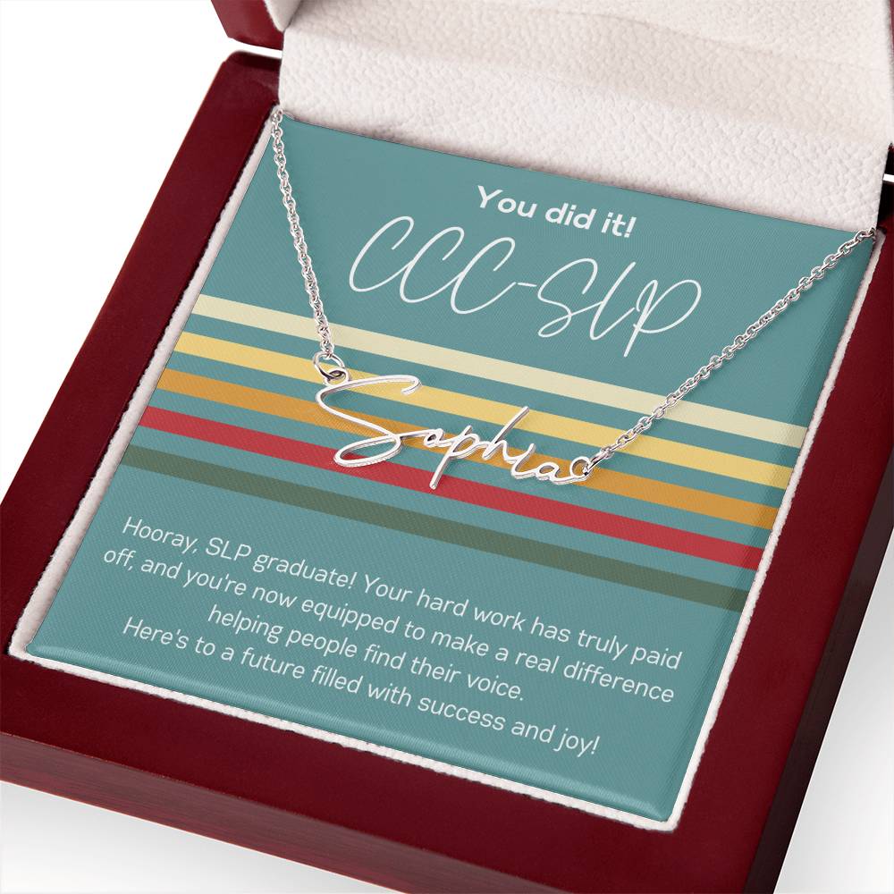 Custom Name Necklace Graduation Gift for SLP Speech-Language Pathology Graduate Student