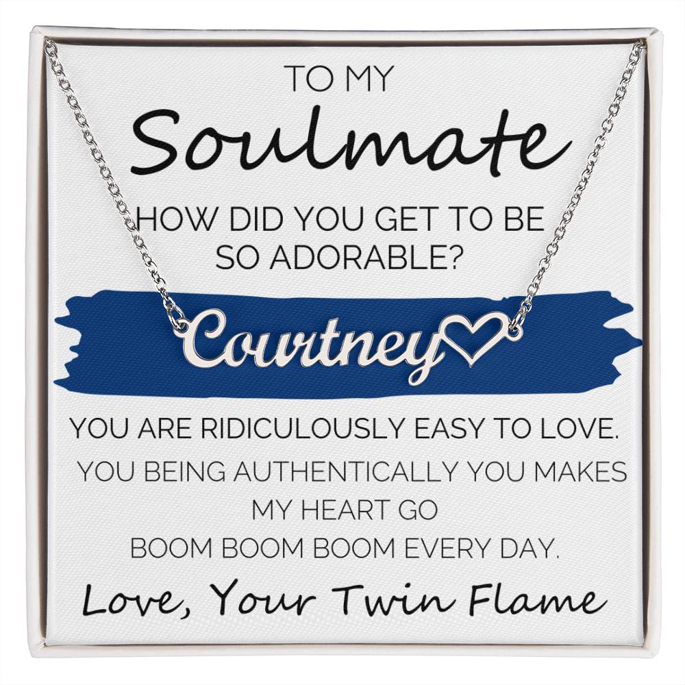 To My Adorable Soulmate from Your Twin Flame: Custom Heart Name Necklace