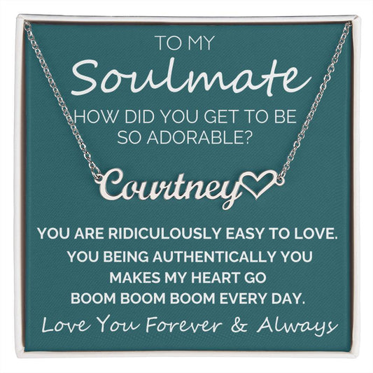 Adorable Soulmate Heart Boom Boom Boom - Custom Name Heart Necklace