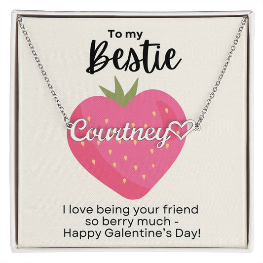 Bestie Galentine's Day Gift - BFF Valentine's Day Custom Name Heart Necklace