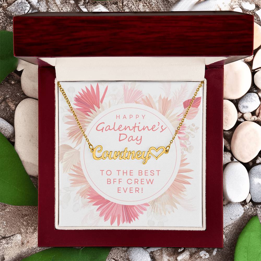 Happy Galentine's Day Bestie Girl Squad Gift - Custom Name Necklace