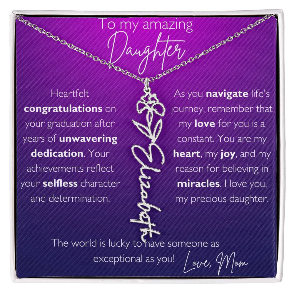 To My Amazing Daughter Graduation Custom Name Birth Flower Necklace