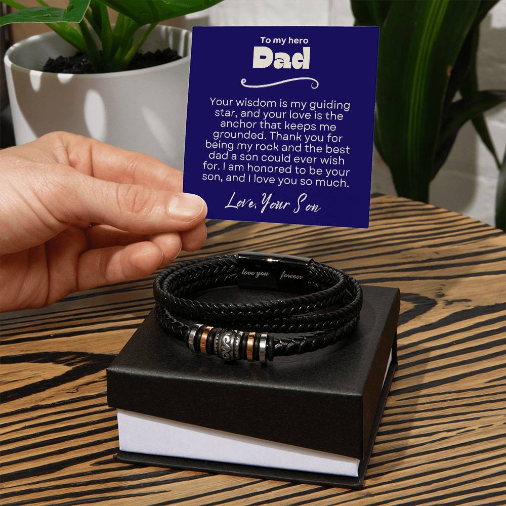 Father's Day Gift to Dad from Son - Love You Forever Braided Bracelet