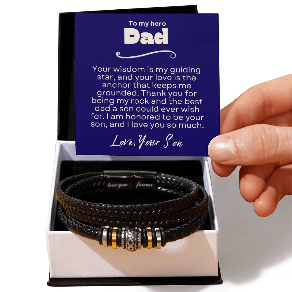 Father's Day Gift to Dad from Son - Love You Forever Braided Bracelet