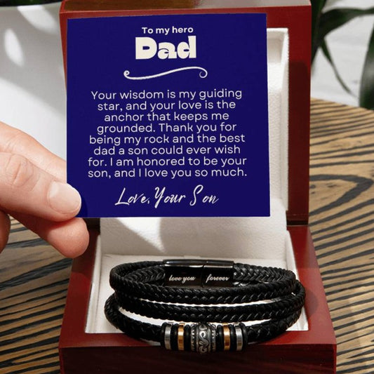 Father's Day Gift to Dad from Son - Love You Forever Braided Bracelet