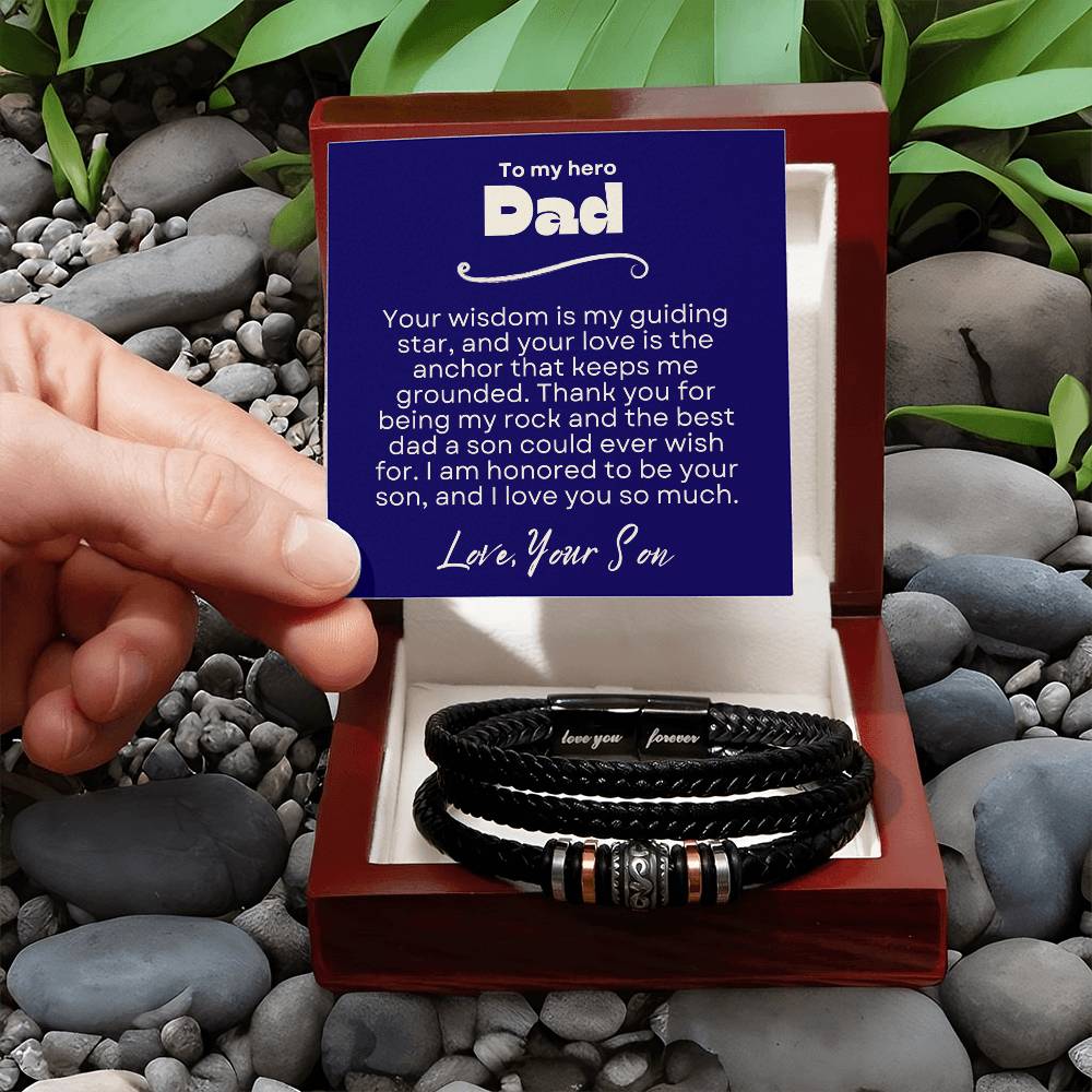 Father's Day Gift to Dad from Son - Love You Forever Braided Bracelet