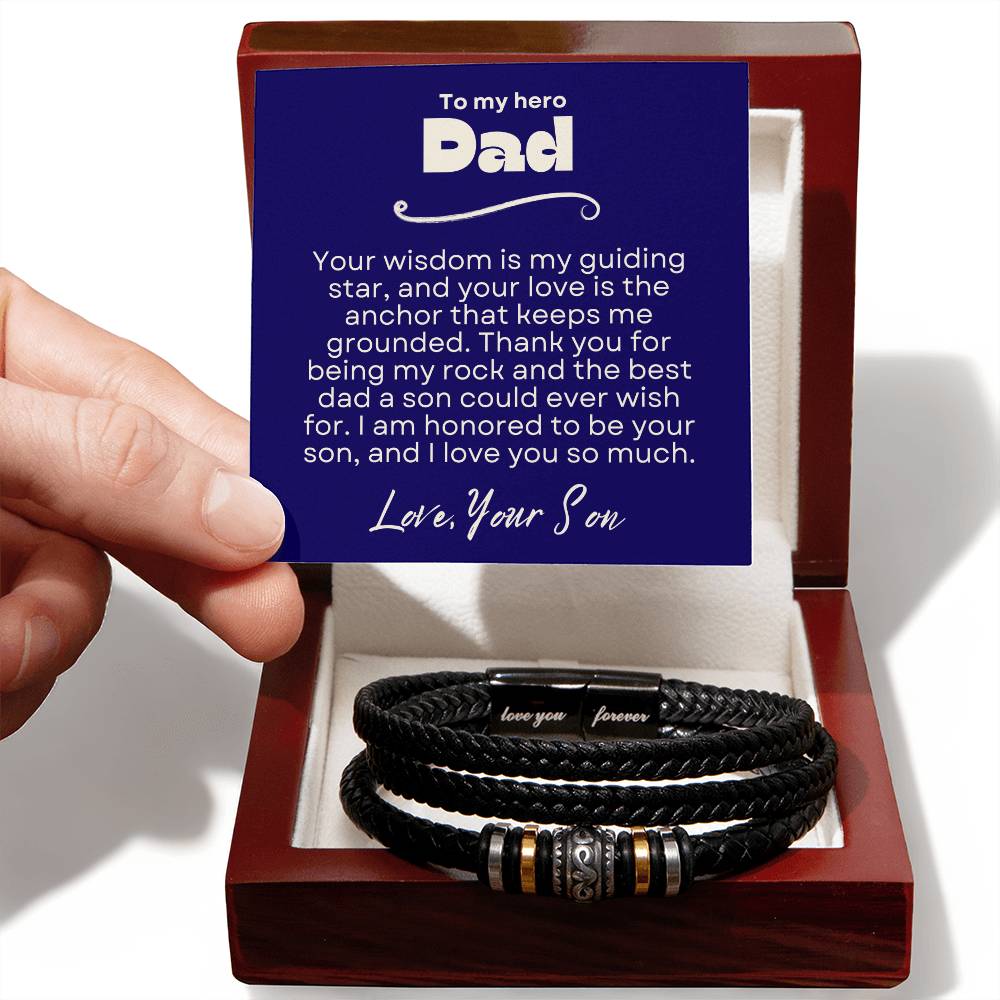 Father's Day Gift to Dad from Son - Love You Forever Braided Bracelet