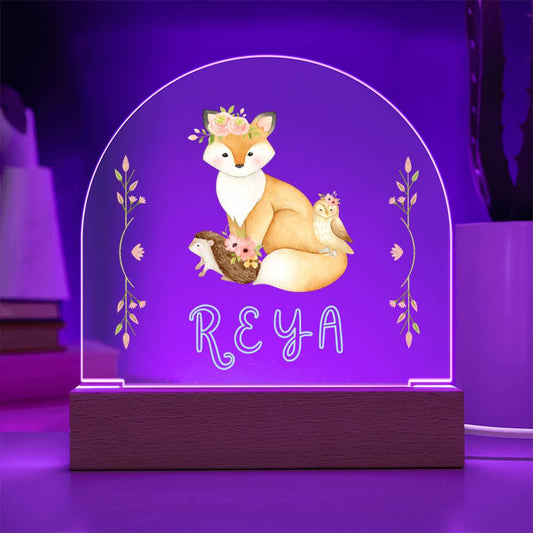 Custom Name Woodland Creature LED Acrylic Nightlight for Child