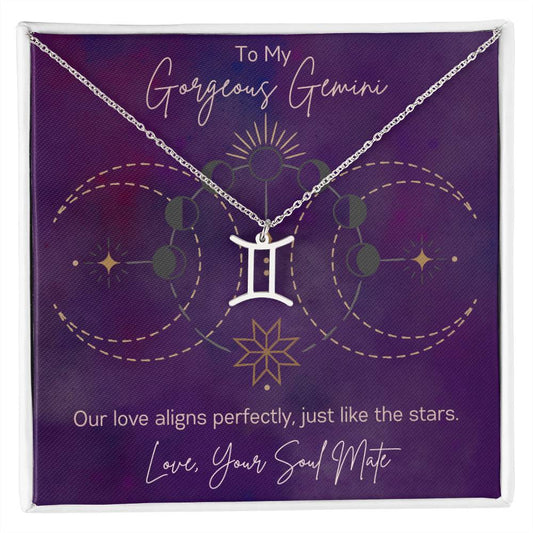 Custom Gemini Astrology Sun Sign Necklace Valentine's Day Gift for Wife or Girlfriend