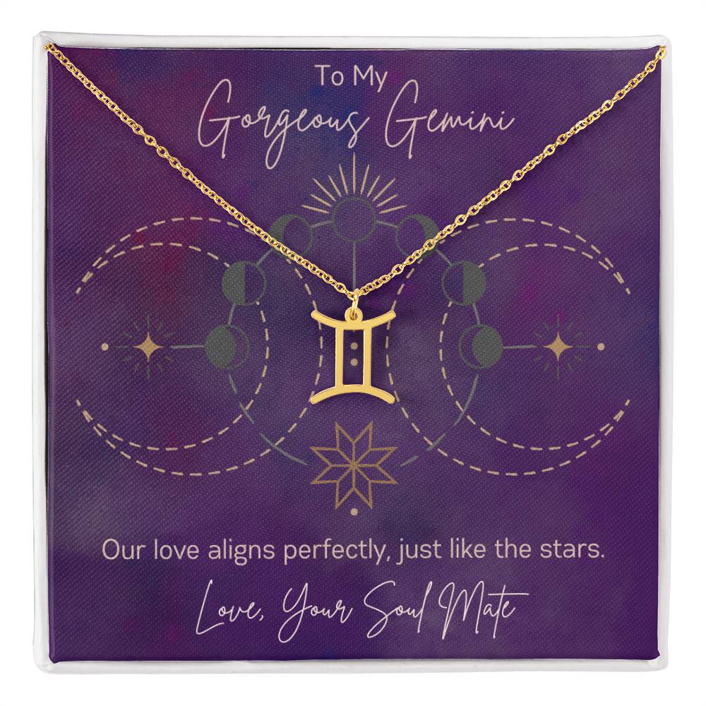 Custom Gemini Astrology Sun Sign Necklace Valentine's Day Gift for Wife or Girlfriend