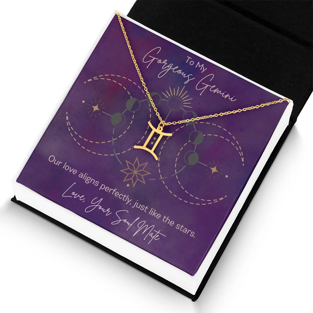 Custom Gemini Astrology Sun Sign Necklace Valentine's Day Gift for Wife or Girlfriend