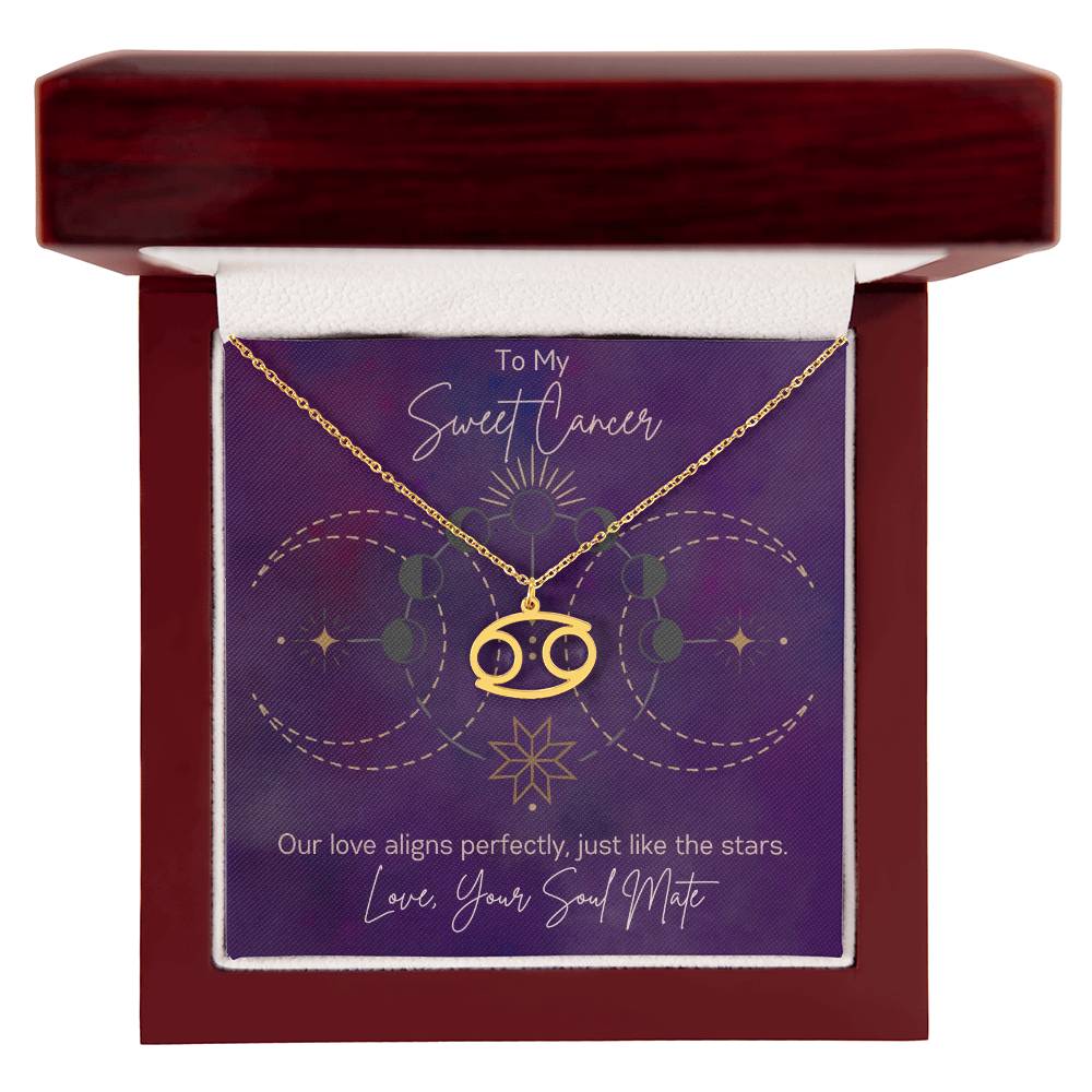 Custom Cancer Astrology Sun Sign Necklace Valentine's Day Gift for Wife or Girlfriend