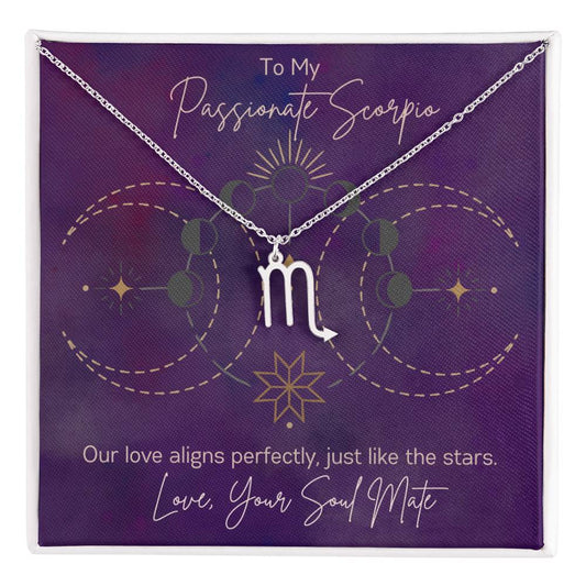 Custom Scorpio Astrology Sun Sign Necklace Valentine's Day Gift for Wife or Girlfriend