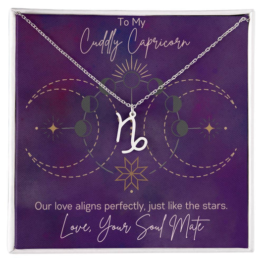 Custom Capricorn Astrology Sun Sign Necklace Valentine's Day Gift for Wife or Girlfriend