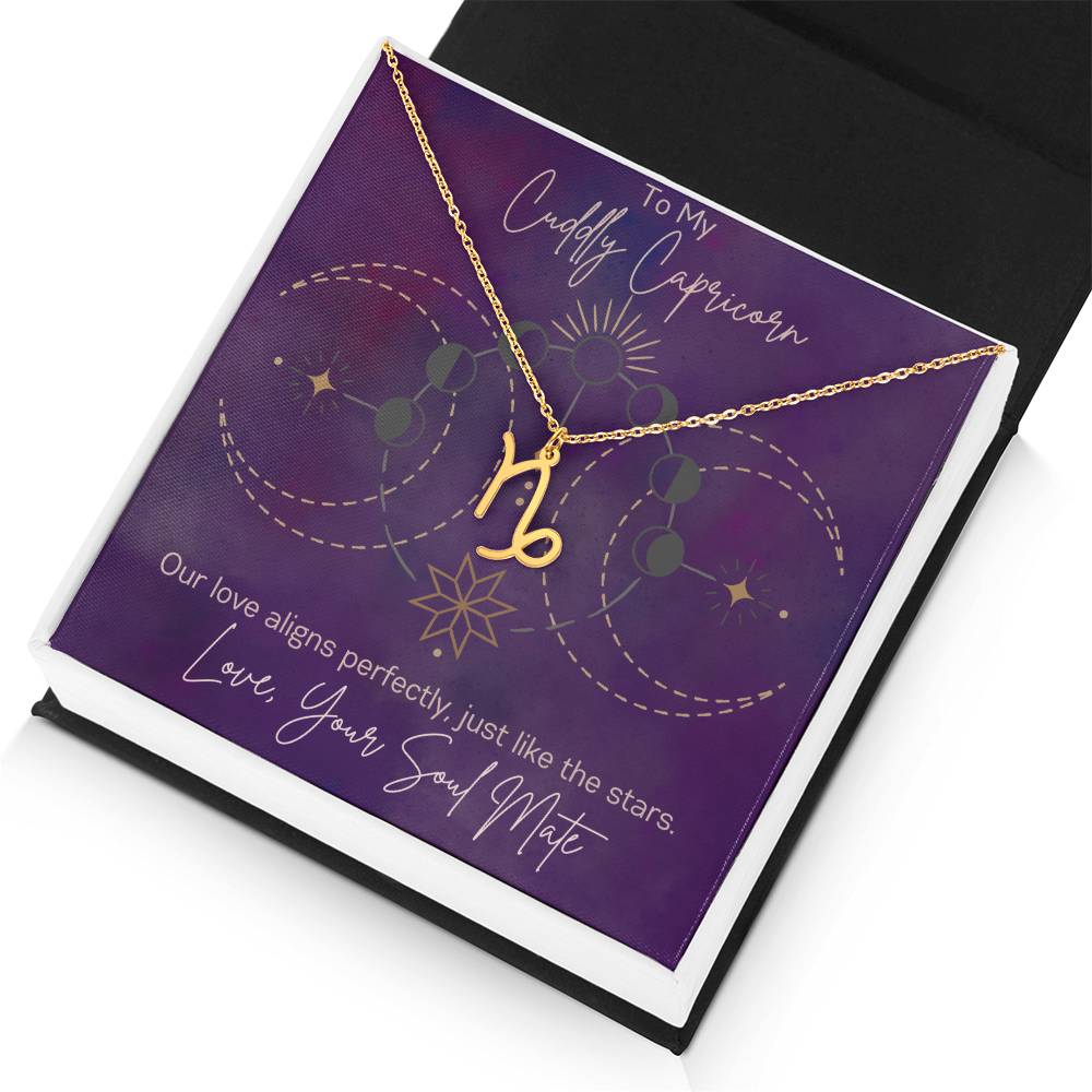 Custom Capricorn Astrology Sun Sign Necklace Valentine's Day Gift for Wife or Girlfriend