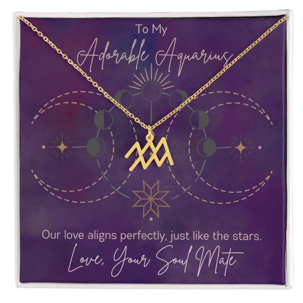 Custom Aquarius Astrology Sun Sign Necklace Valentine's Day Gift for Wife or Girlfriend