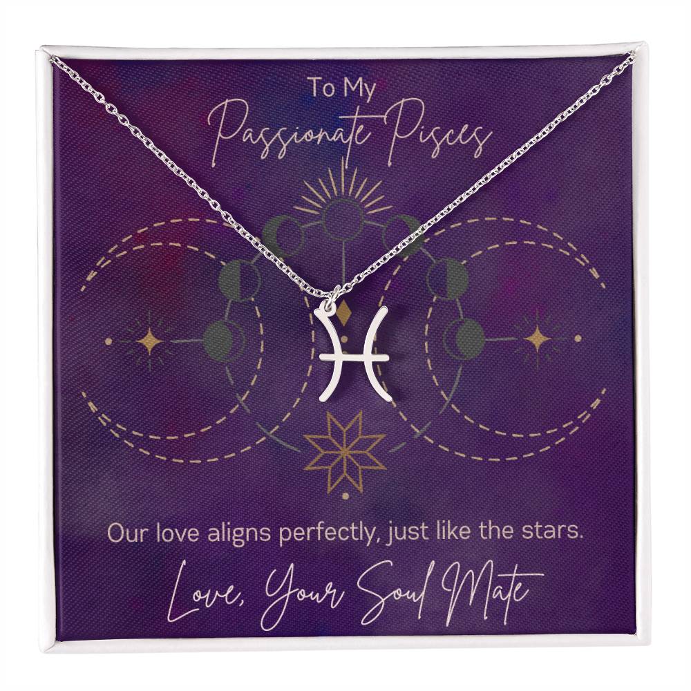 Custom Pisces Astrology Sun Sign Necklace Valentine's Day Gift for Wife or Girlfriend