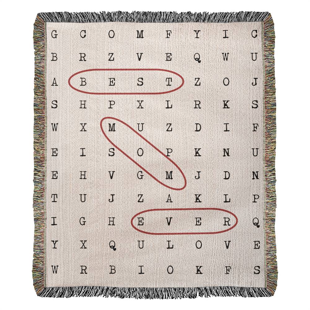 Best Mom Ever Woven Word Search Blanket