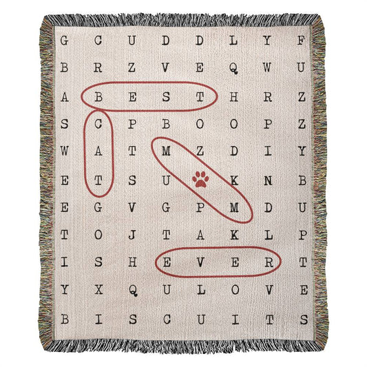 Best Cat Mom Ever Word Search Woven Blanket