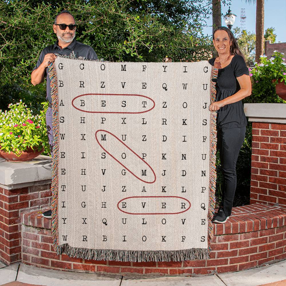 Best Mom Ever Woven Word Search Blanket