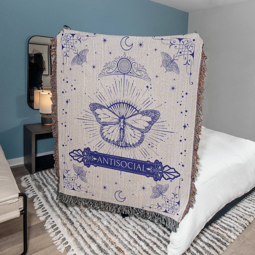 Antisocial Butterfly for Introvert Celestial Woven Blanket