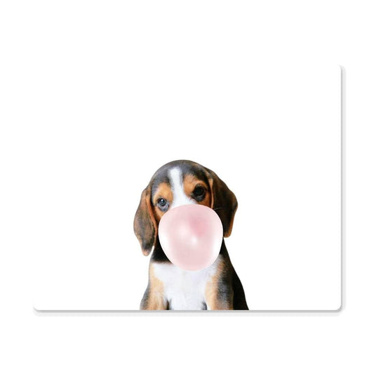 Cute Beagle Puppy Blowing Bubblegum - Metal Wall Art