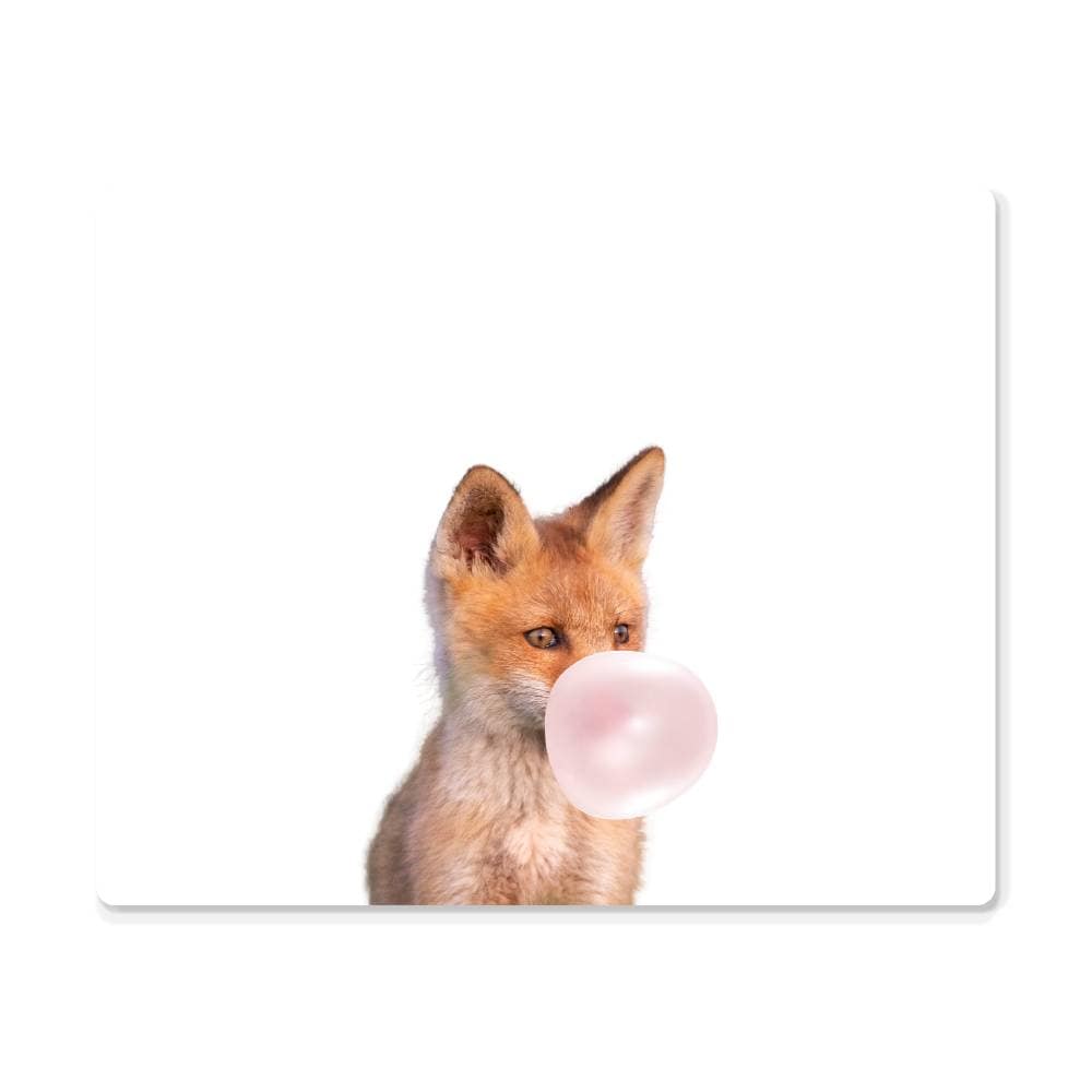 Baby Fox Blowing Bubblegum - Metal Wall Art