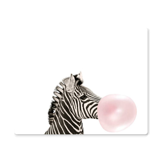 Cute Zebra Blowing Bubblegum  - Metal Wall Art