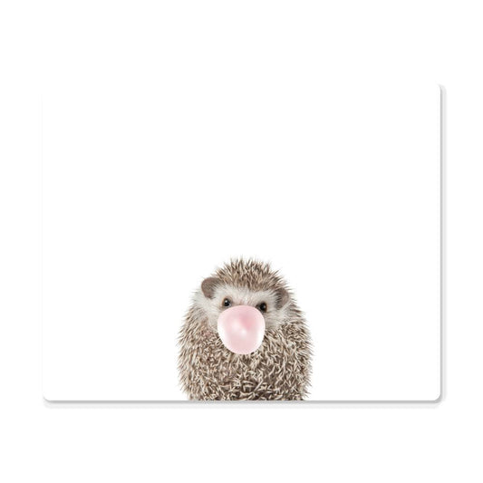 Cute Hedgehog Blowing Bubblegum - Nursery Decor Metal Wall Art