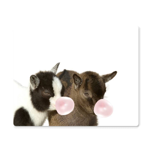 Cute Baby Goats Blowing Bubbles - Metal Wall Art