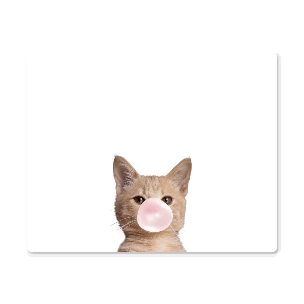 Orange Kitten Blowing Bubblegum - Metal Wall Art