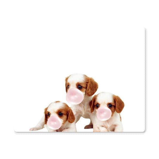 Cute Puppies Blowing Bubblegum - Metal Wall Art